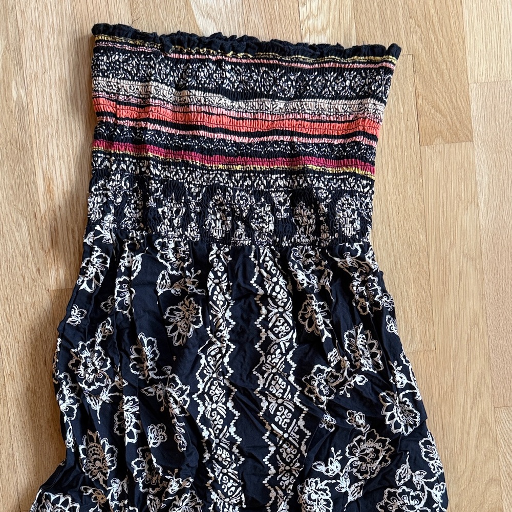 Angie Strapless Dress - Black and Pink
